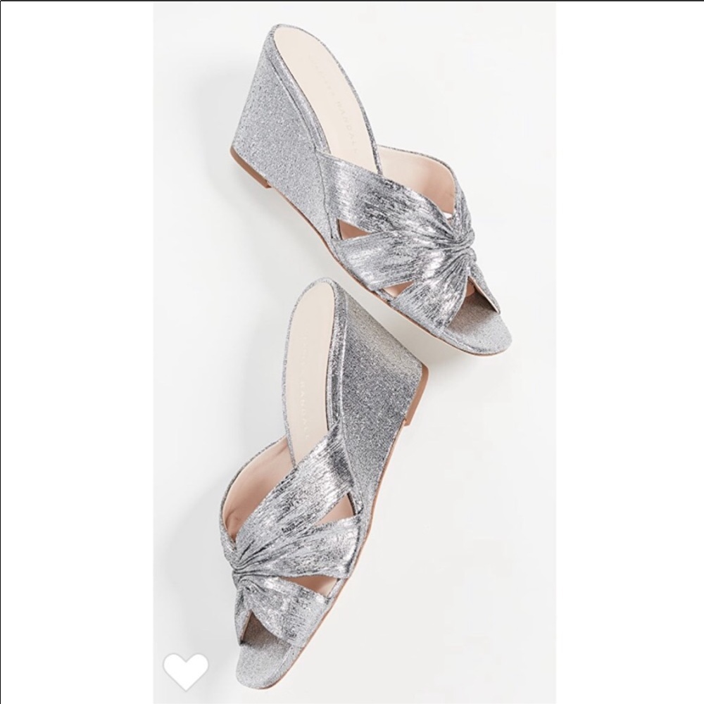New. Loeffer Randall Sonya Silver Wedge Shoes 9
